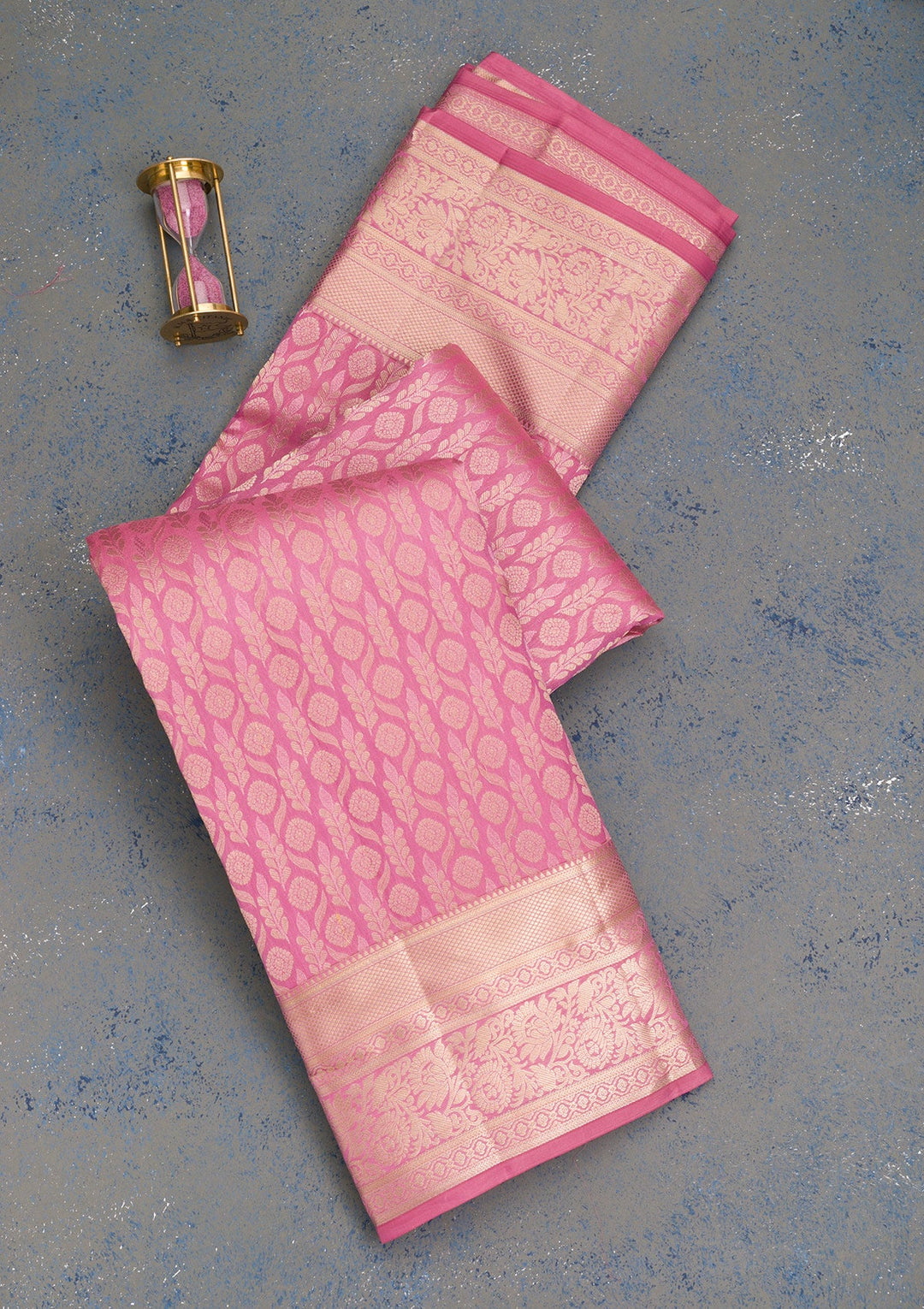 Onion Pink Zariwork Pure Silk Saree-Koskii