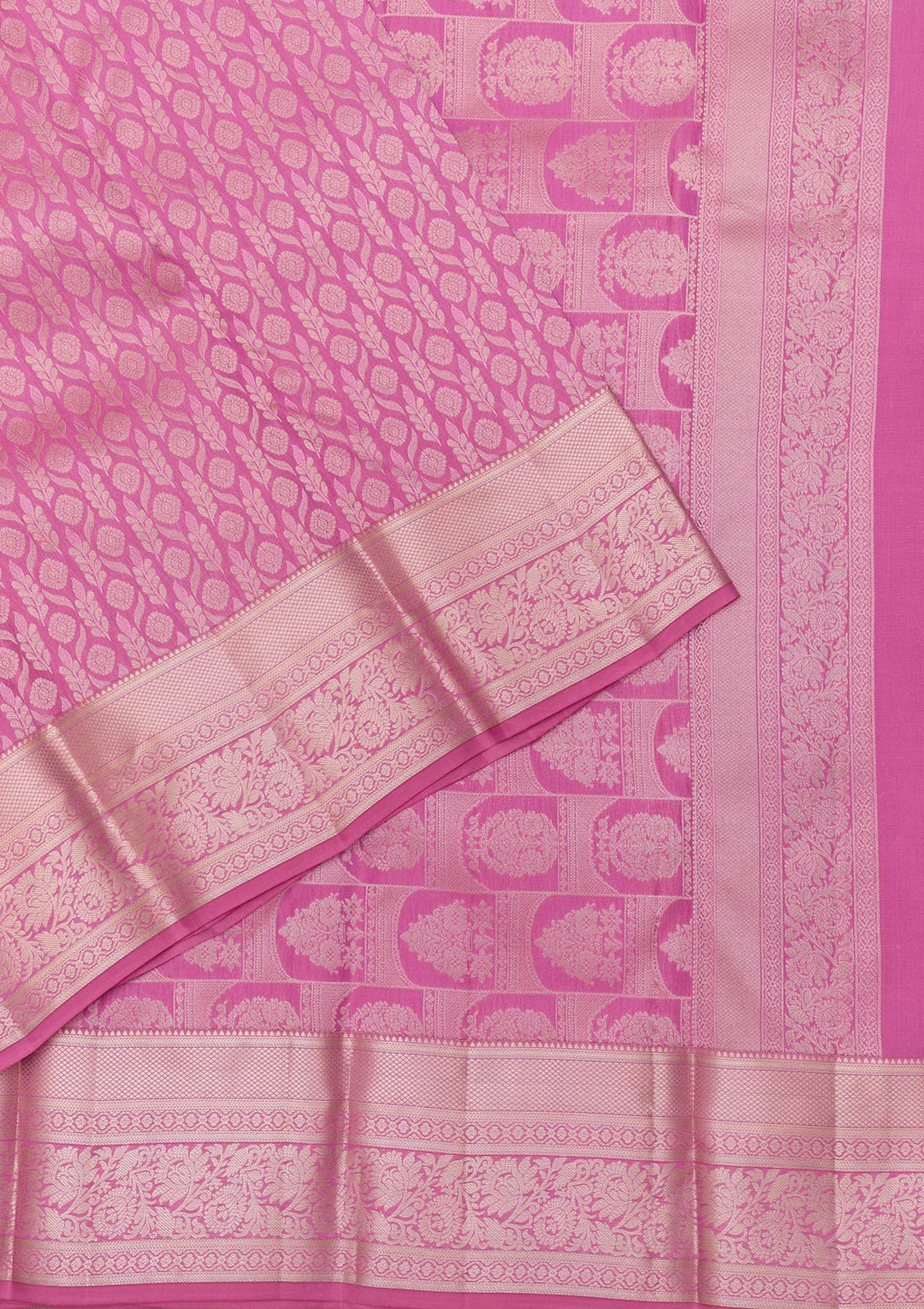 Onion Pink Zariwork Pure Silk Saree-Koskii