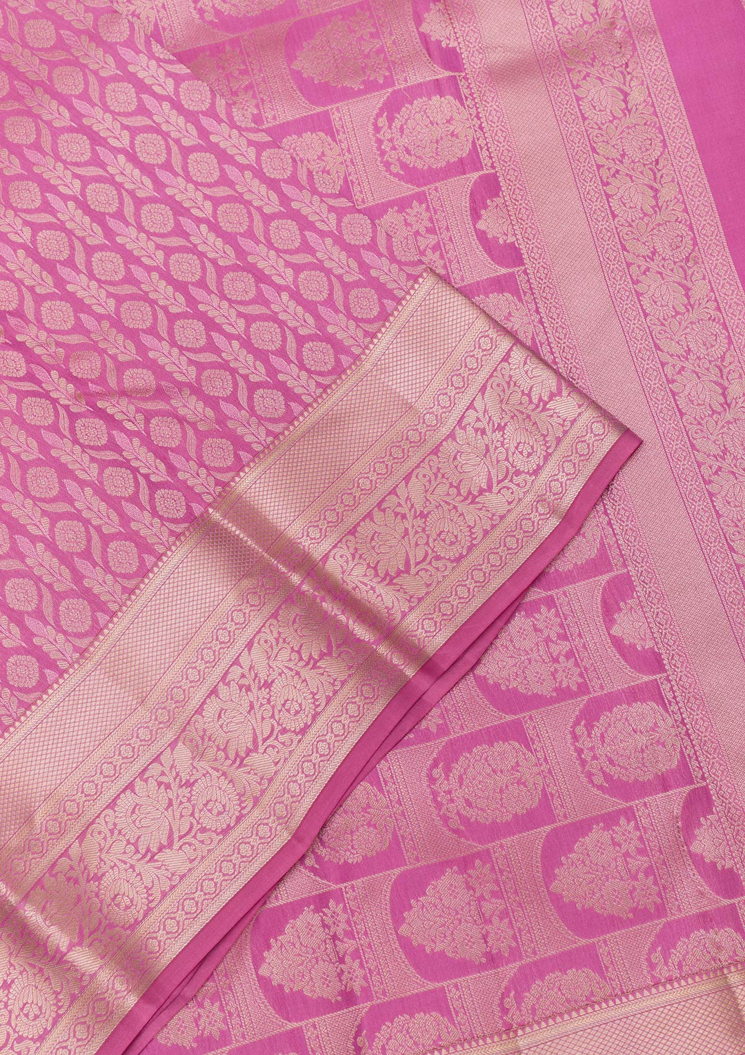 Onion Pink Zariwork Pure Silk Saree-Koskii