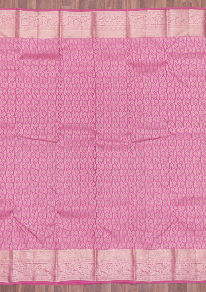 Onion Pink Zariwork Pure Silk Saree-Koskii