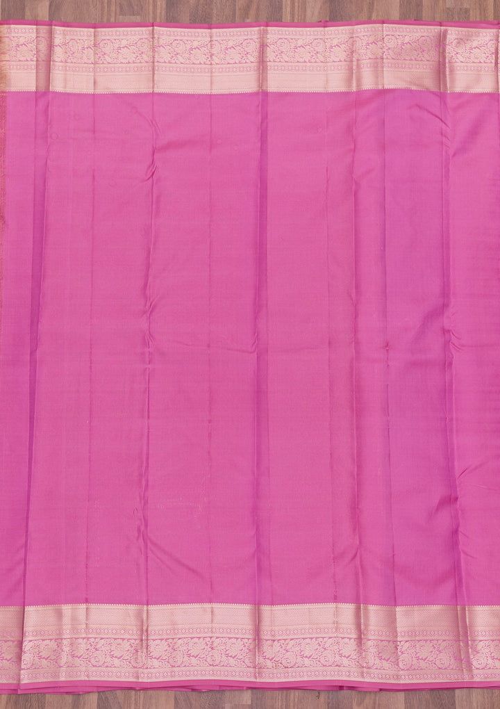 Onion Pink Zariwork Pure Silk Saree-Koskii