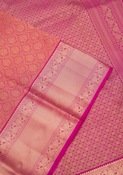 Onion Pink Zariwork Pure Silk Saree-Koskii