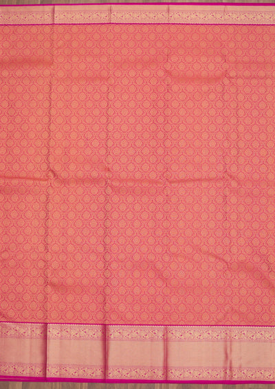 Onion Pink Zariwork Pure Silk Saree-Koskii