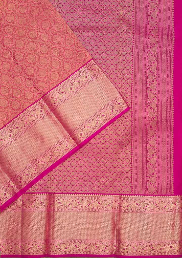 Onion Pink Zariwork Pure Silk Saree-Koskii