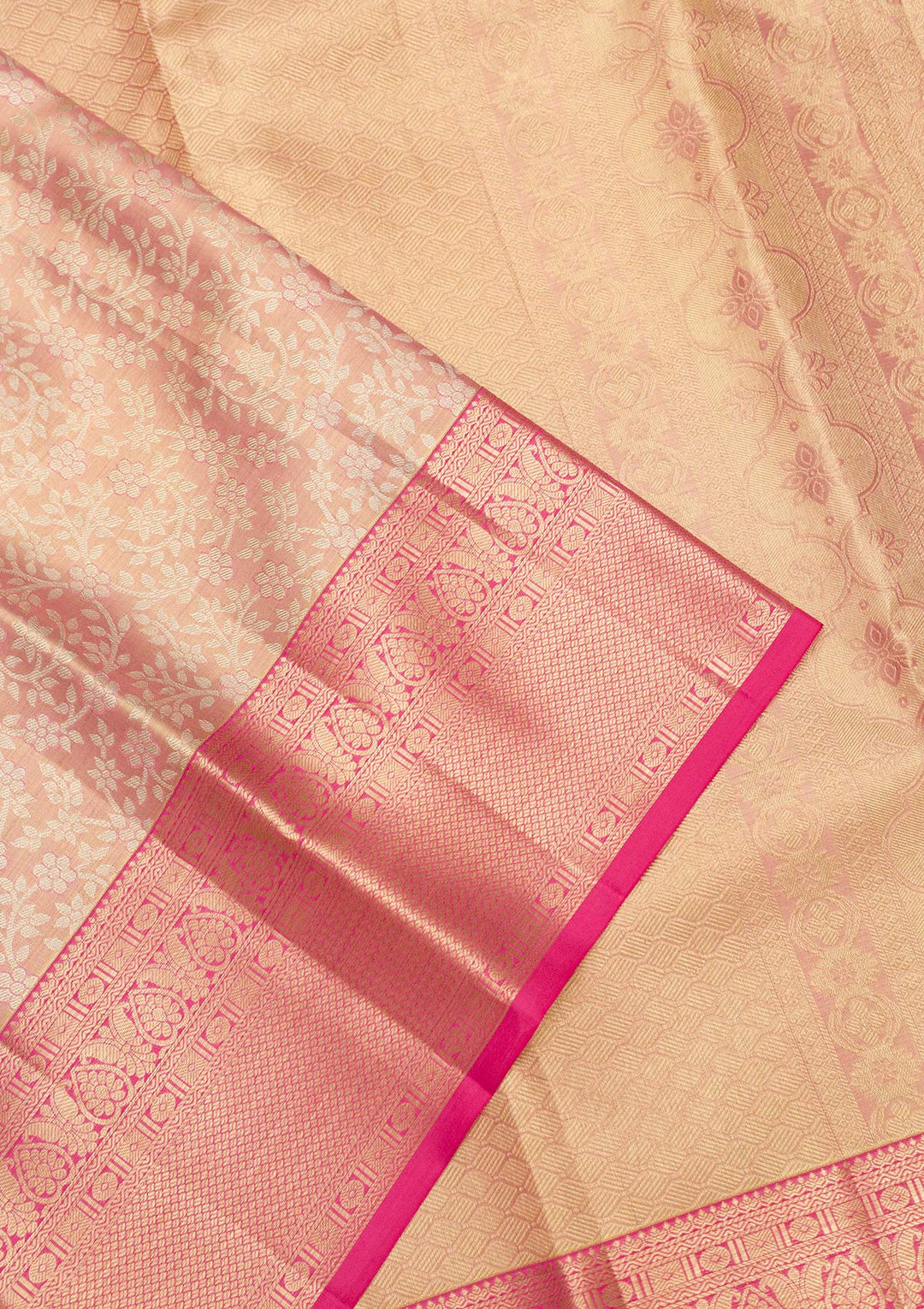 Onion Pink Zariwork Pure Silk Saree-Koskii