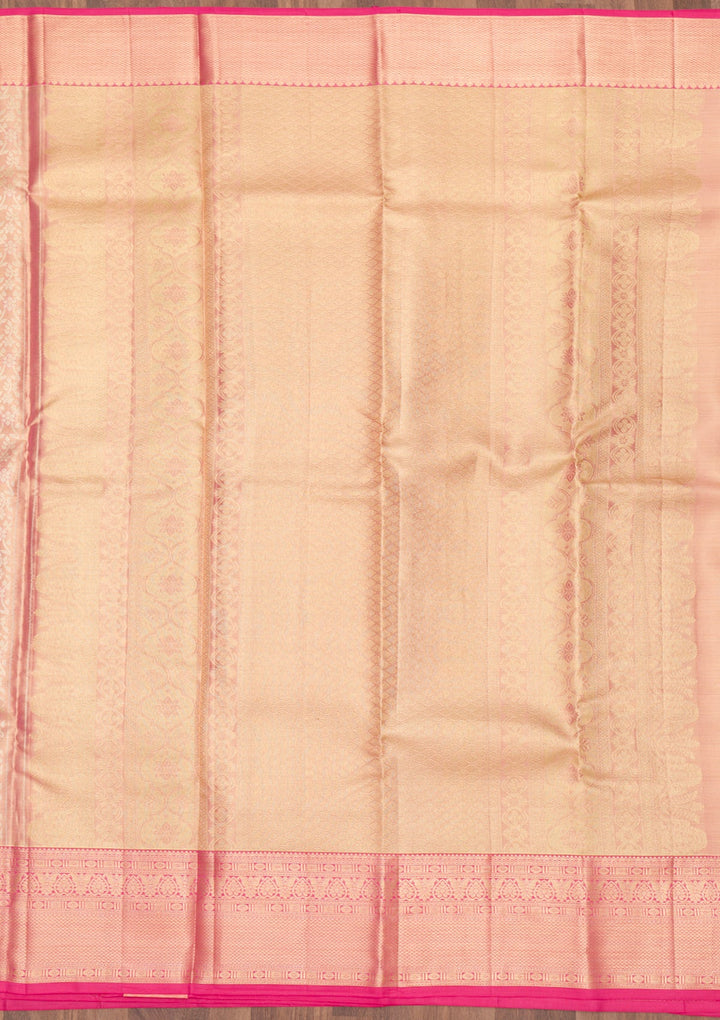 Onion Pink Zariwork Pure Silk Saree-Koskii