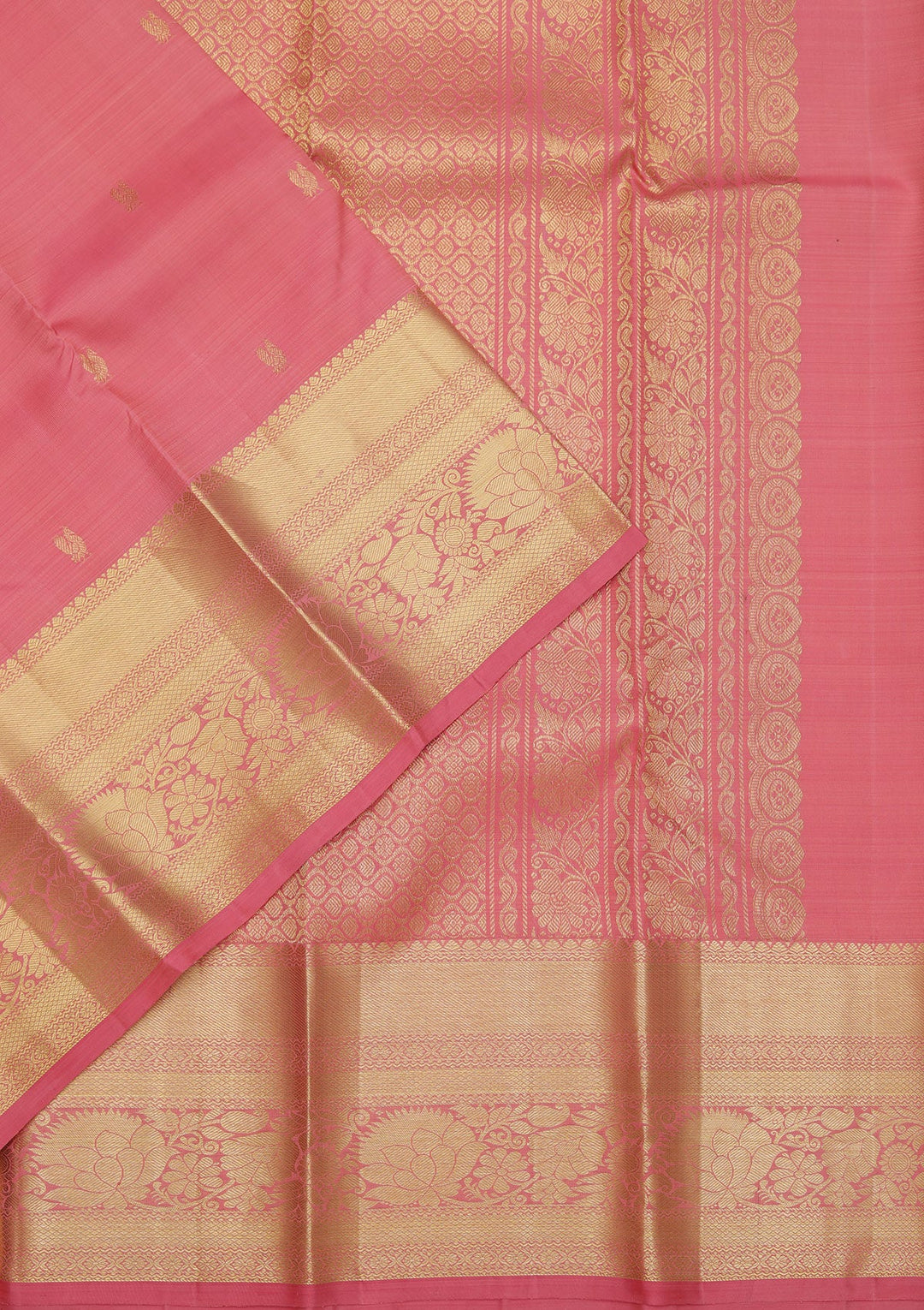 Onion Pink Zariwork Pure Silk Saree-Koskii