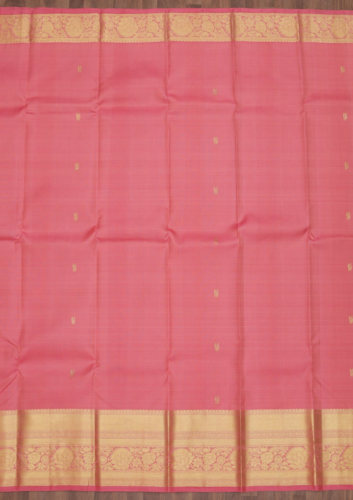 Onion Pink Zariwork Pure Silk Saree-Koskii
