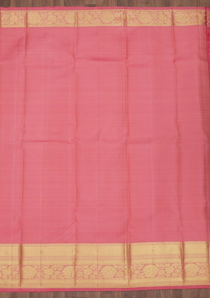 Onion Pink Zariwork Pure Silk Saree-Koskii