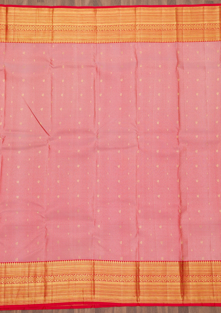 Onion Pink Zariwork Pure Silk Saree-Koskii