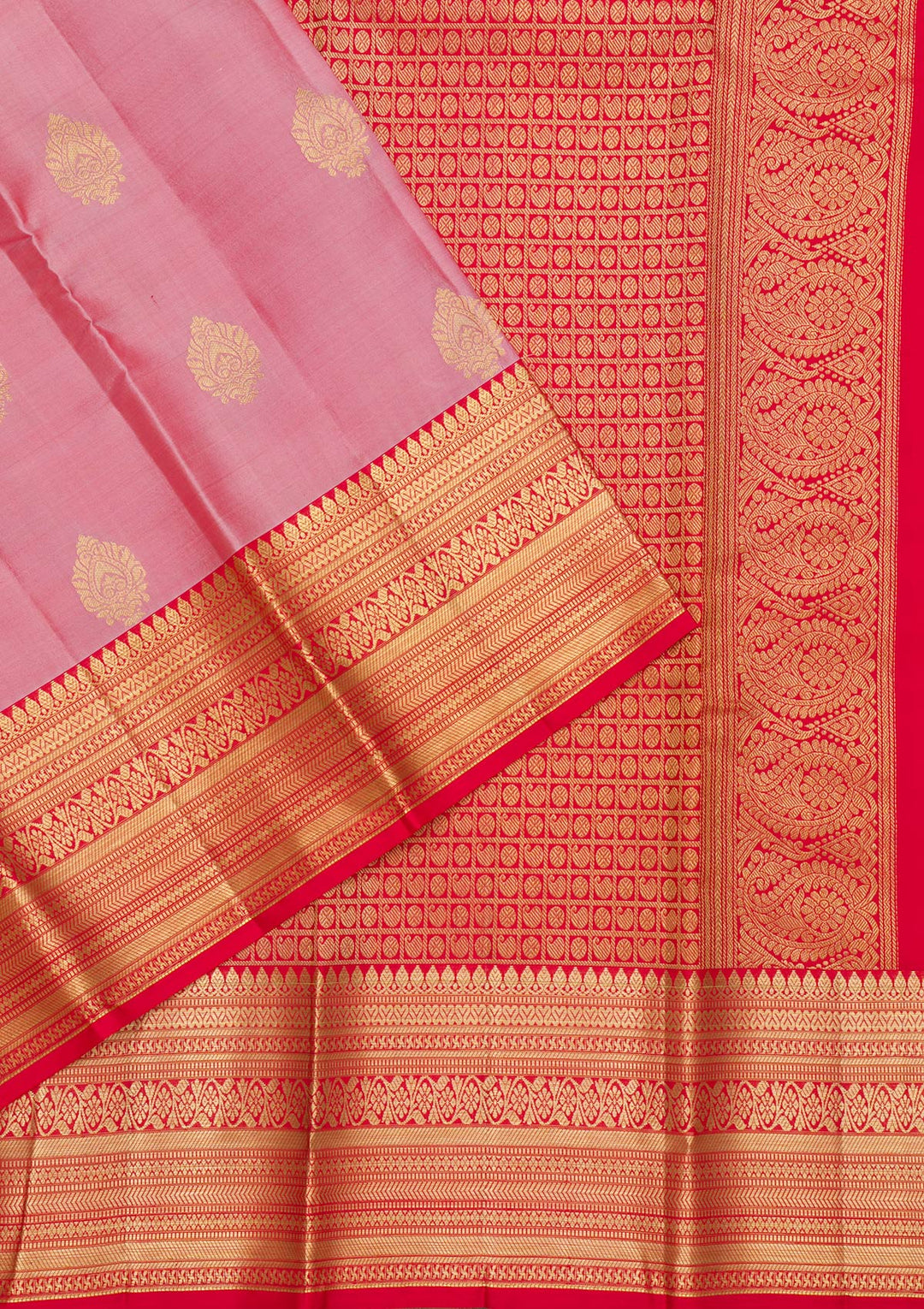 Onion Pink Zariwork Pure Silk Saree-Koskii