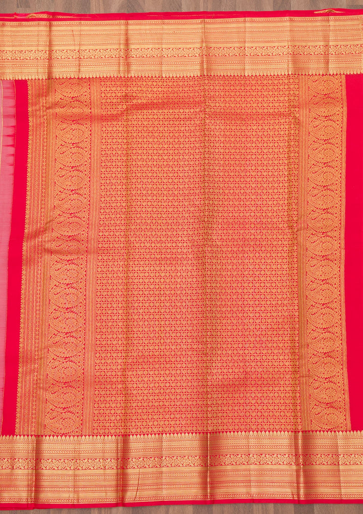 Onion Pink Zariwork Pure Silk Saree-Koskii