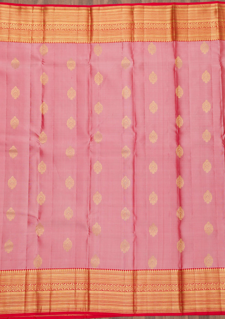 Onion Pink Zariwork Pure Silk Saree-Koskii