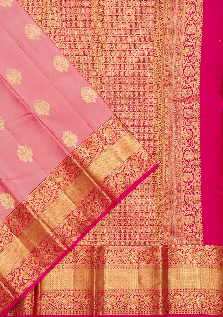 Onion Pink Zariwork Pure Silk Saree-Koskii
