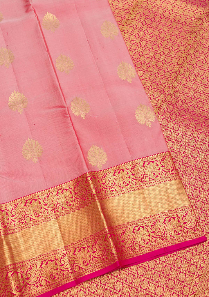 Onion Pink Zariwork Pure Silk Saree-Koskii