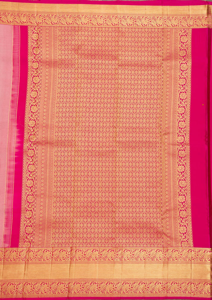Onion Pink Zariwork Pure Silk Saree-Koskii