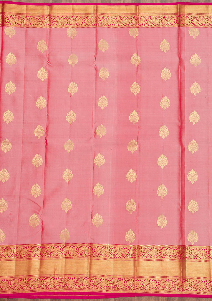 Onion Pink Zariwork Pure Silk Saree-Koskii