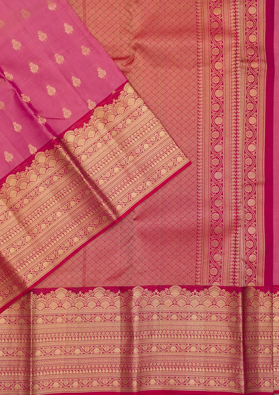 Onion Pink Zariwork Pure Silk Saree-Koskii