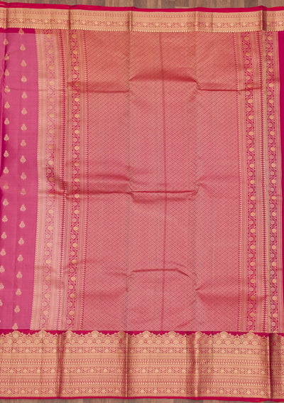 Onion Pink Zariwork Pure Silk Saree-Koskii