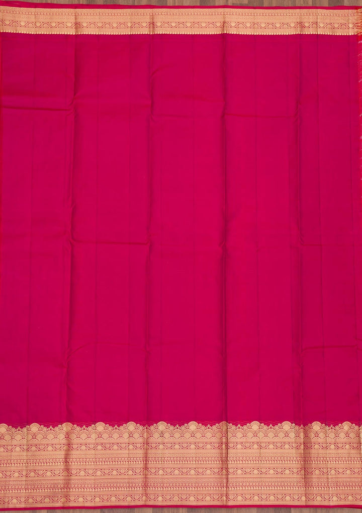 Onion Pink Zariwork Pure Silk Saree-Koskii