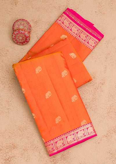 Onion Pink Zariwork Pure Silk Saree-Koskii