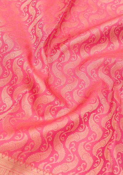 Onion Pink Zariwork Pure Silk Saree-Koskii