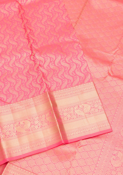 Onion Pink Zariwork Pure Silk Saree-Koskii