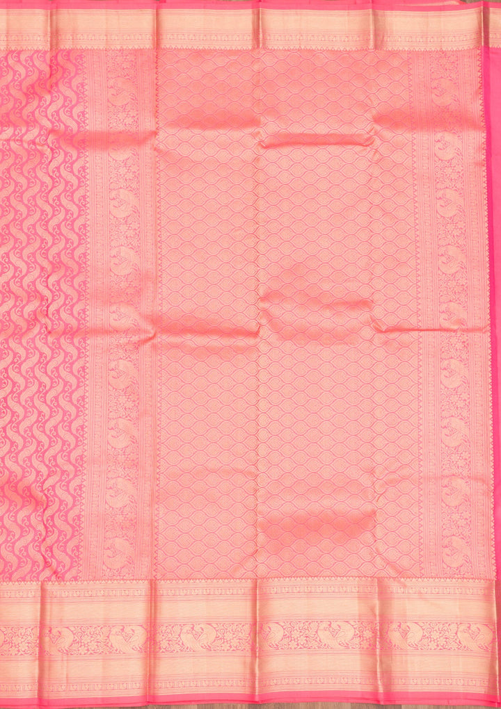 Onion Pink Zariwork Pure Silk Saree-Koskii