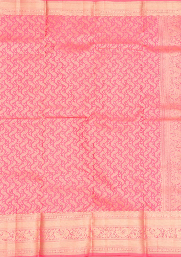 Onion Pink Zariwork Pure Silk Saree-Koskii