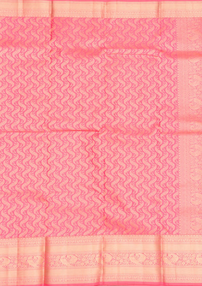 Onion Pink Zariwork Pure Silk Saree-Koskii