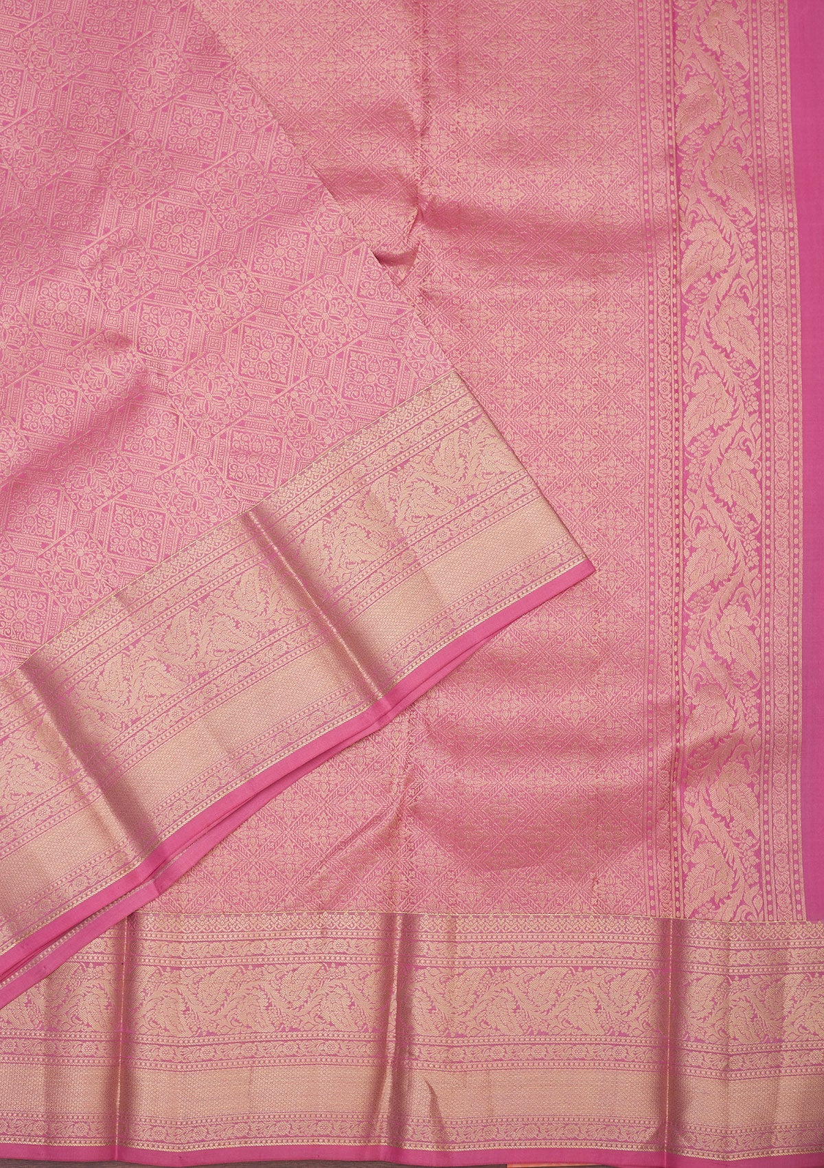 Onion Pink Zariwork Pure Silk Saree-Koskii