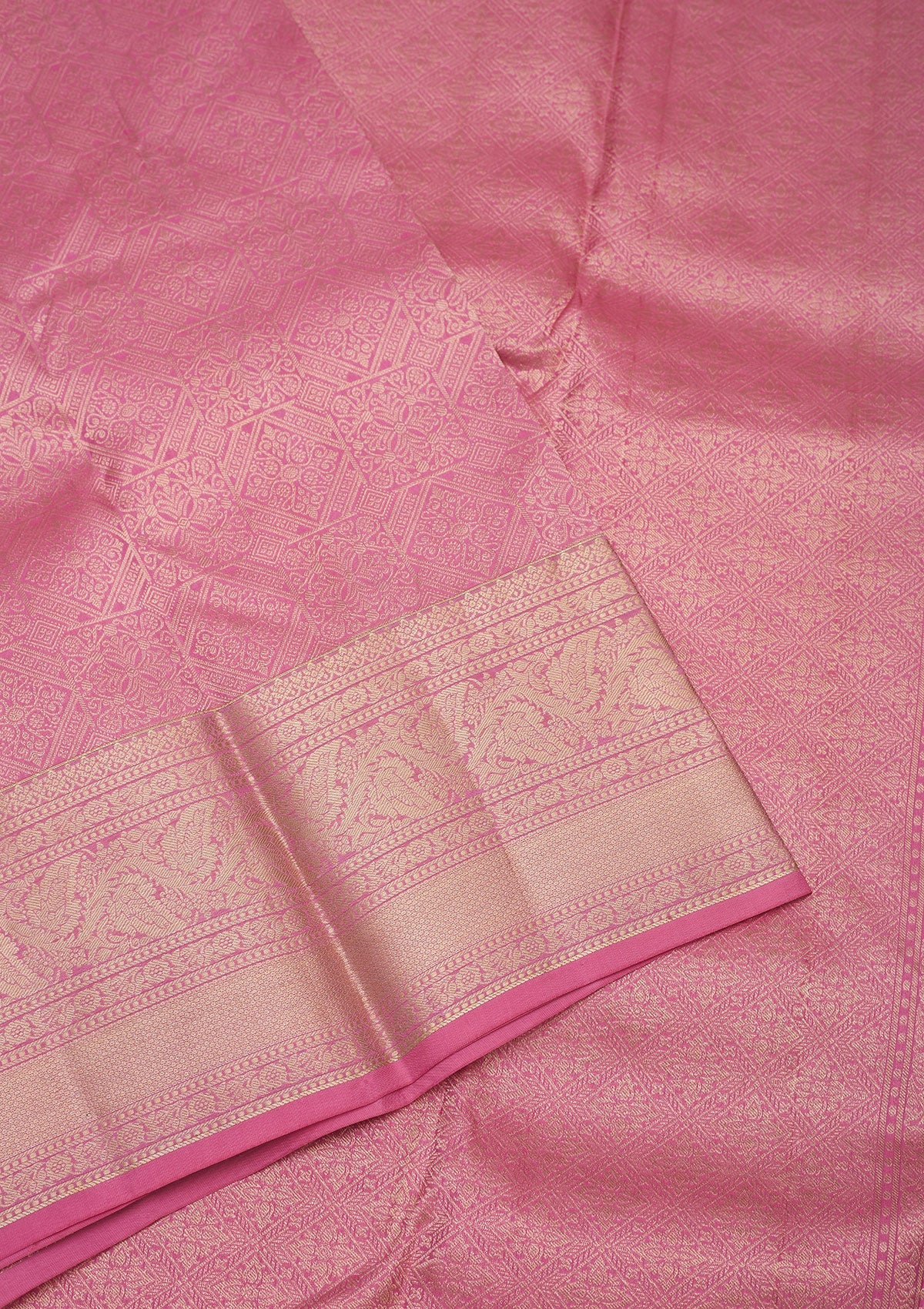 Onion Pink Zariwork Pure Silk Saree-Koskii