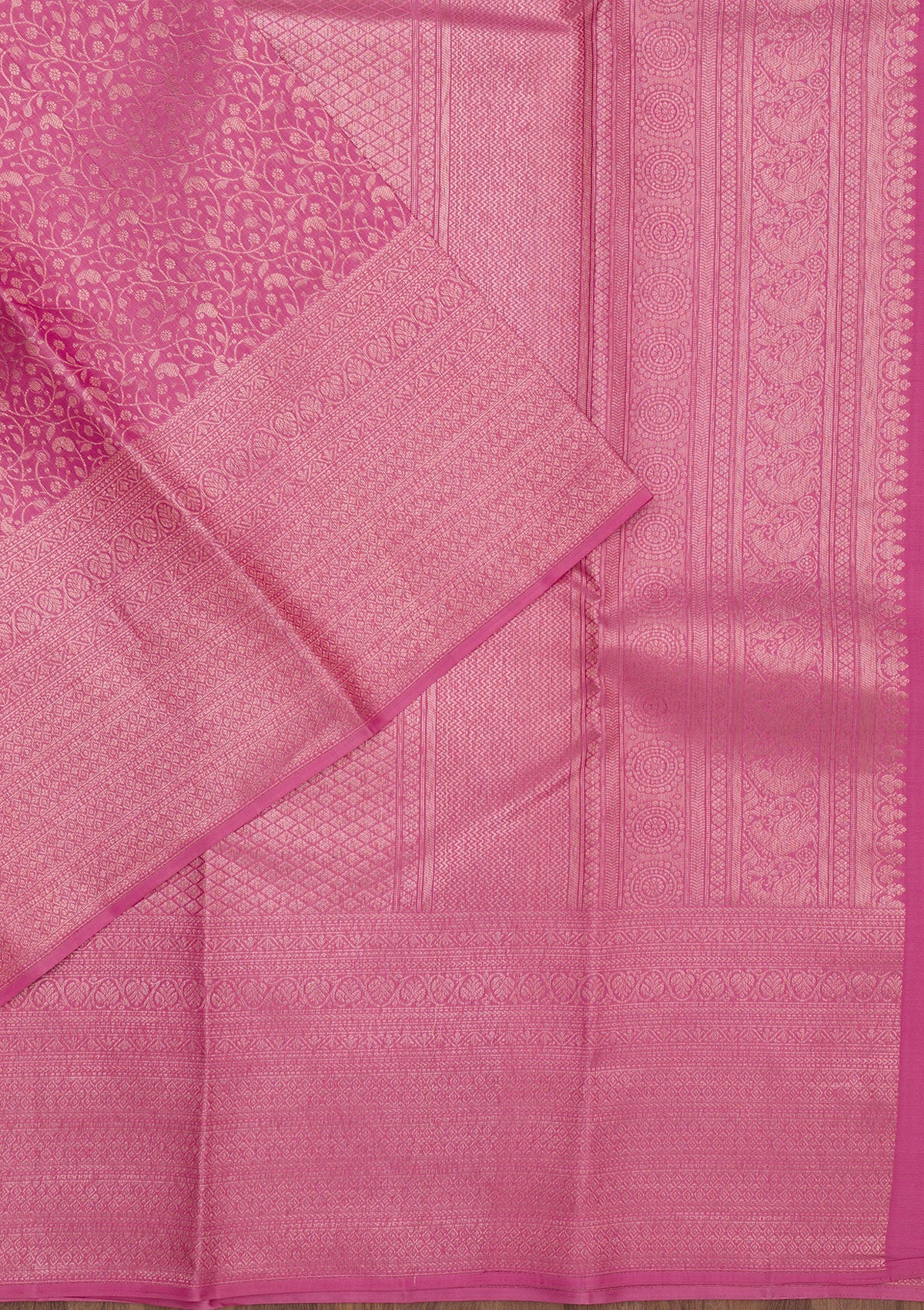 Onion Pink Zariwork Pure Silk Saree-Koskii