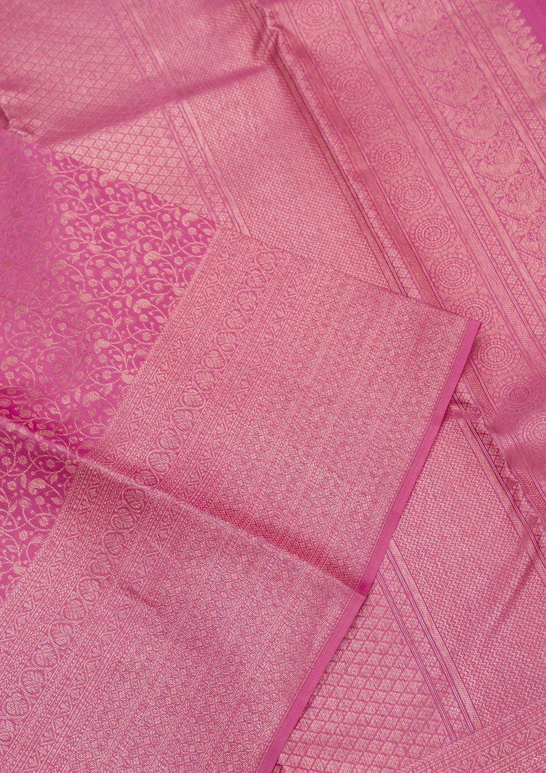 Onion Pink Zariwork Pure Silk Saree-Koskii
