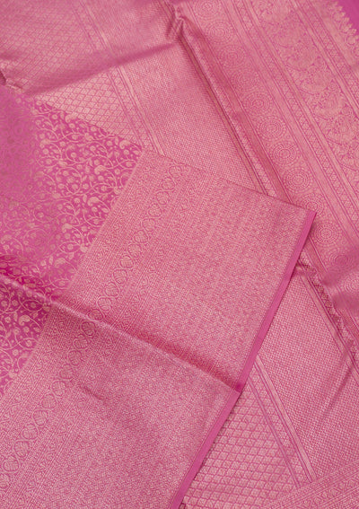 Onion Pink Zariwork Pure Silk Saree-Koskii