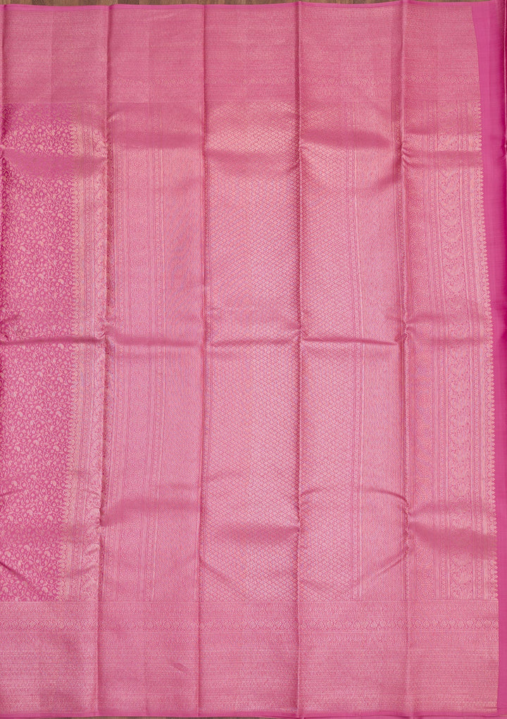 Onion Pink Zariwork Pure Silk Saree-Koskii