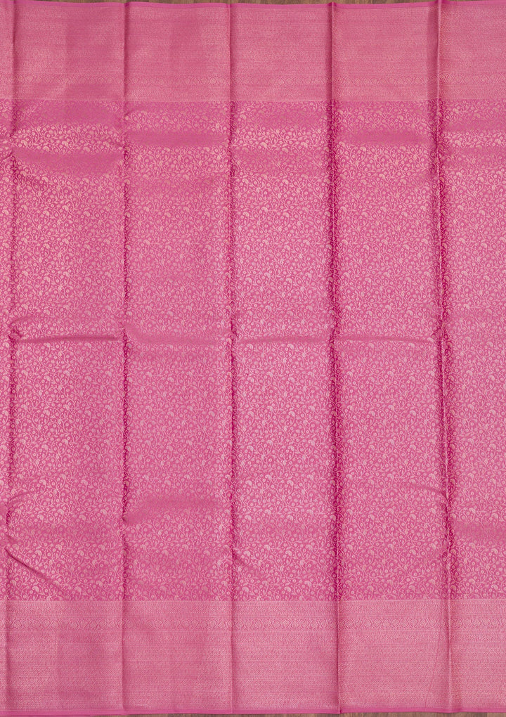 Onion Pink Zariwork Pure Silk Saree-Koskii