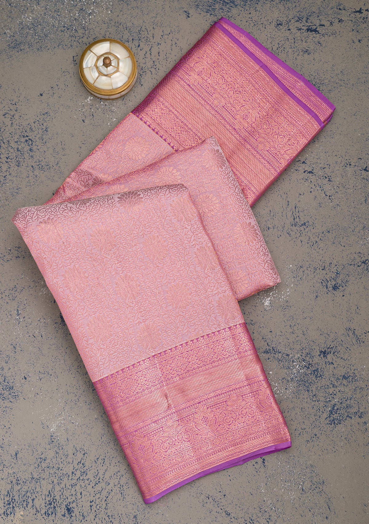 Onion Pink Zariwork Pure Silk Saree-Koskii