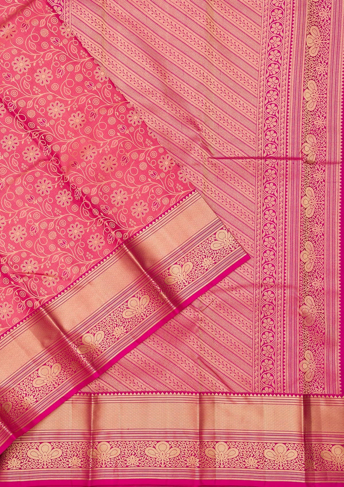 Onion Pink Zariwork Pure Silk Saree-Koskii