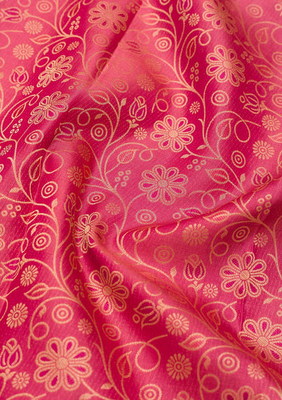 Onion Pink Zariwork Pure Silk Saree-Koskii