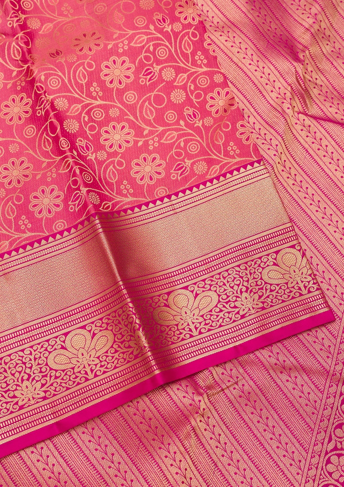 Onion Pink Zariwork Pure Silk Saree-Koskii