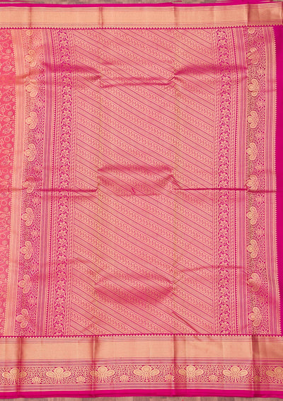 Onion Pink Zariwork Pure Silk Saree-Koskii