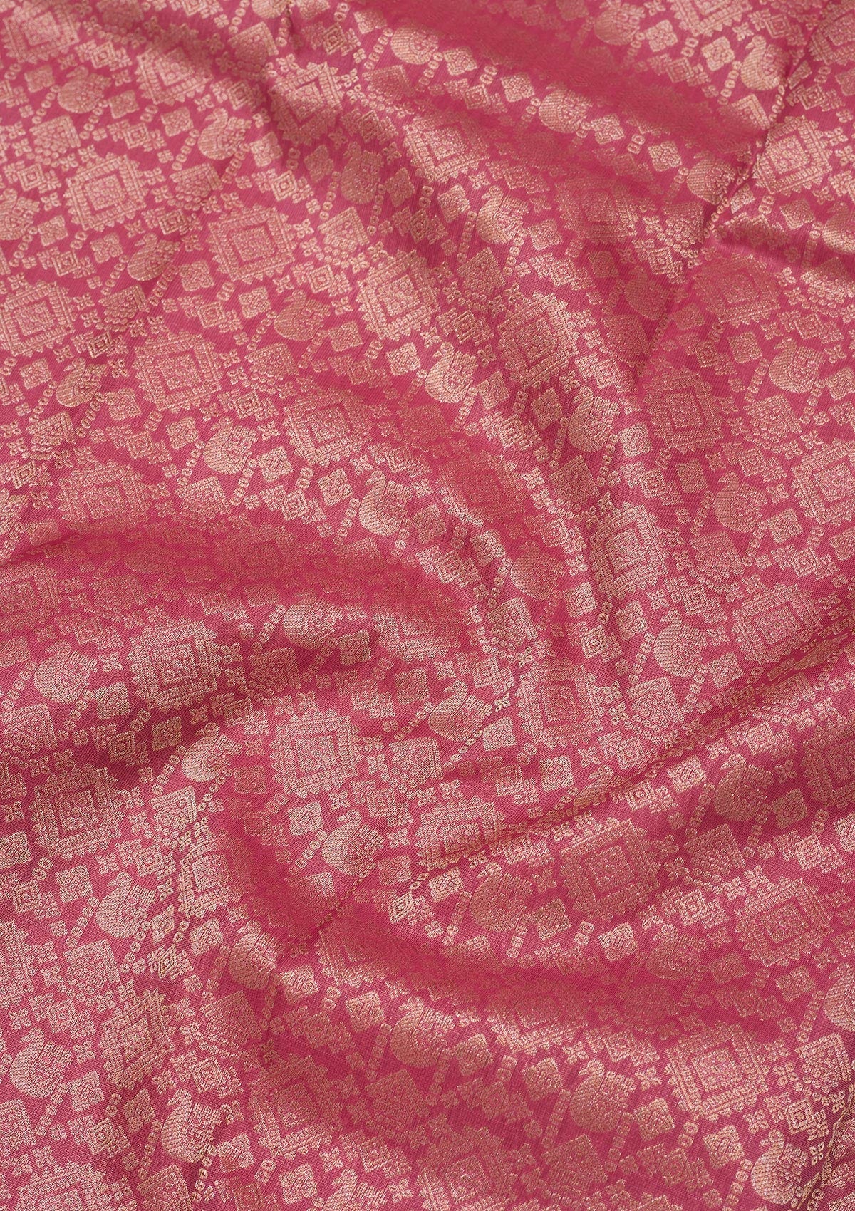 Onion Pink Zariwork Pure Silk Saree-Koskii