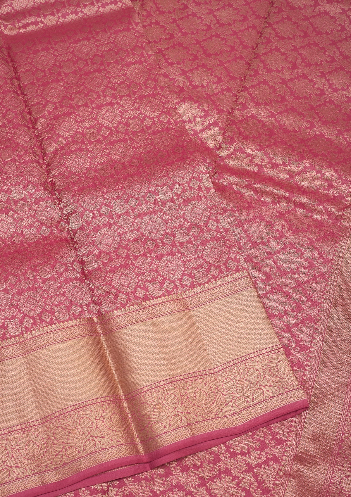 Onion Pink Zariwork Pure Silk Saree-Koskii