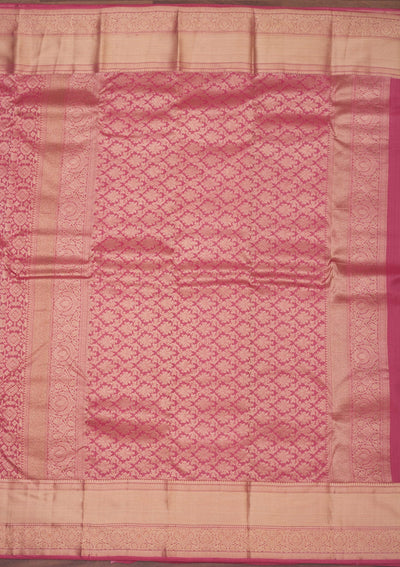 Onion Pink Zariwork Pure Silk Saree-Koskii