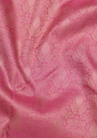 Onion Pink Zariwork Pure Silk Saree-Koskii