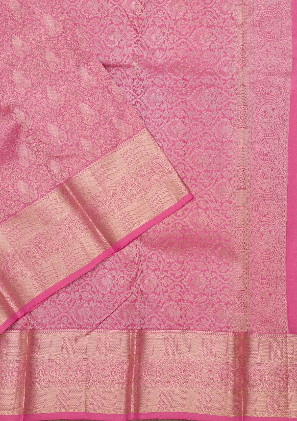 Onion Pink Zariwork Pure Silk Saree-Koskii