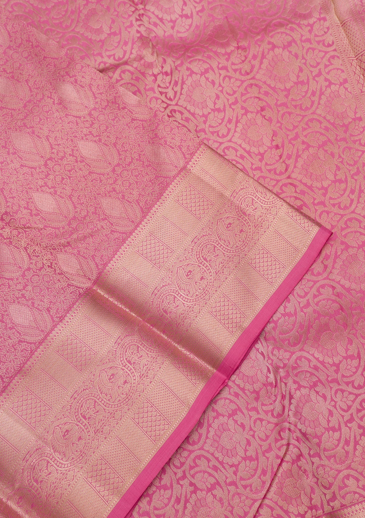 Onion Pink Zariwork Pure Silk Saree-Koskii