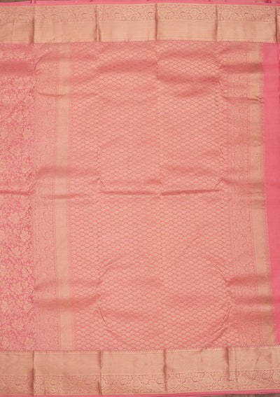 Onion Pink Zariwork Pure Silk Saree-Koskii