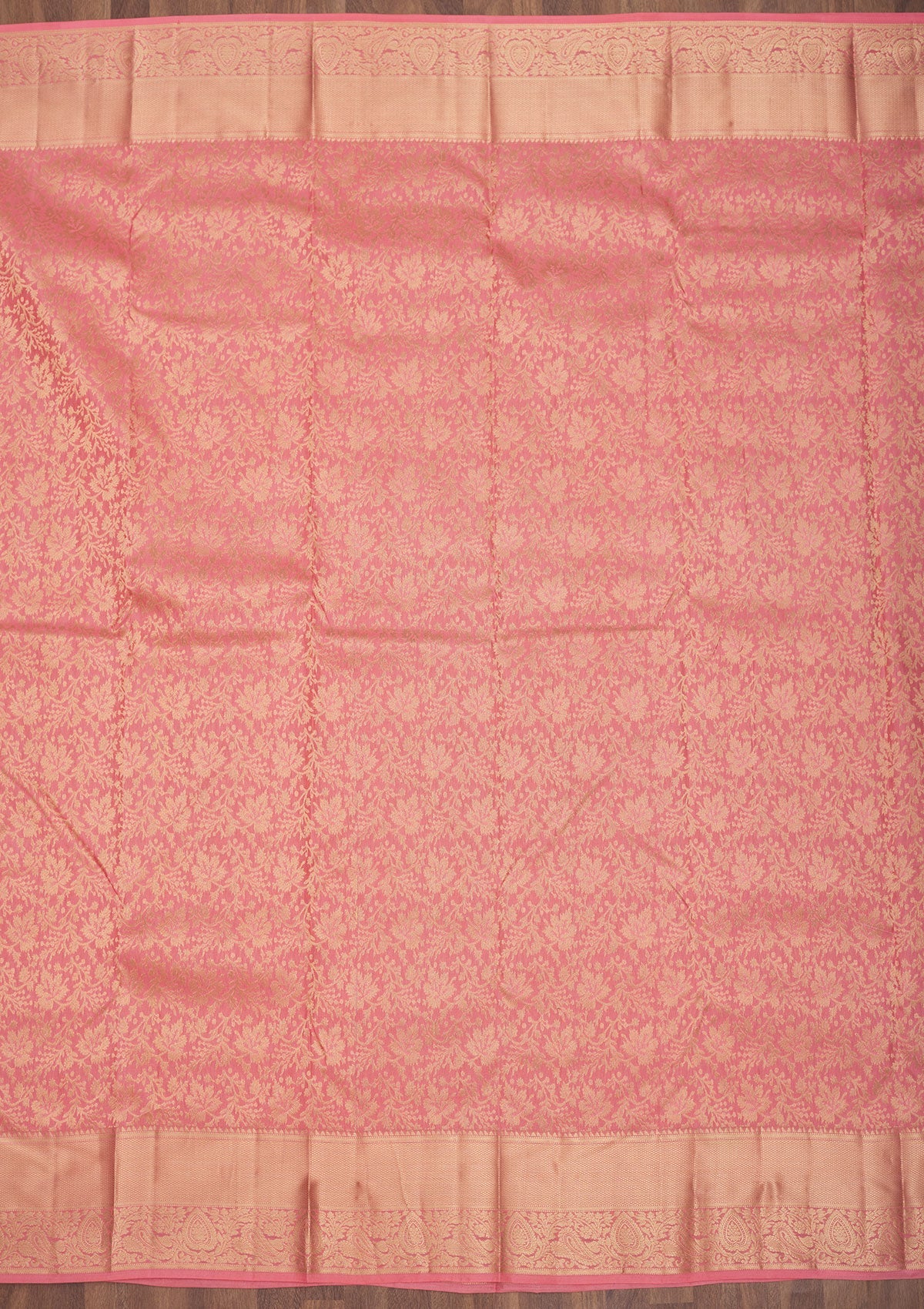 Onion Pink Zariwork Pure Silk Saree-Koskii